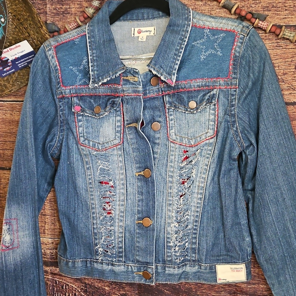 COPY - HANDMADE🎄UPCYCLED ☆ONE KIND DENIM co. "WINTER WISHES 2023" JEAN JACKET~